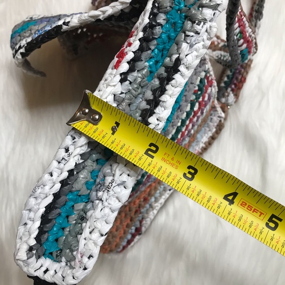 Upcycled Woven Crossbody Flap Purse Handmade Unique Recycled - Picture 7 of 12